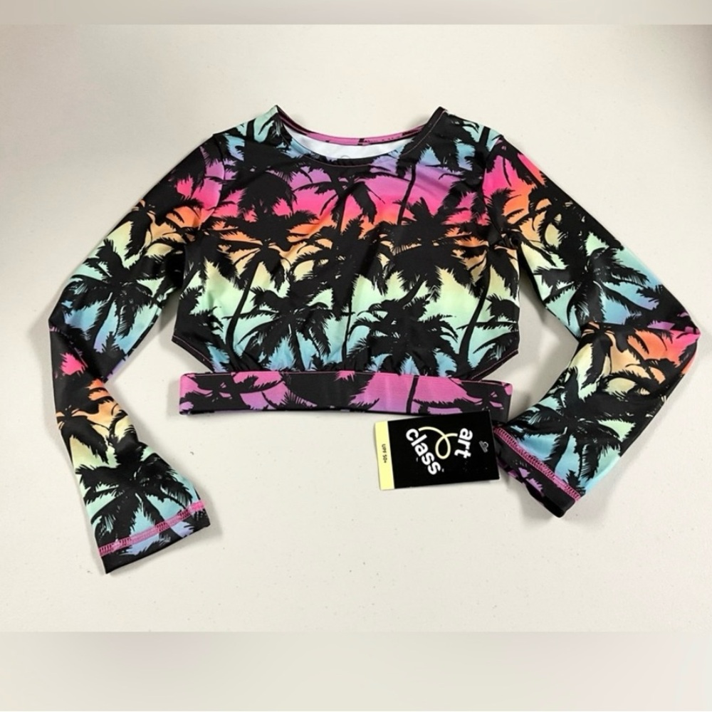 Multicolor Palm Print Kids Rashguard - Picture 2 of 5